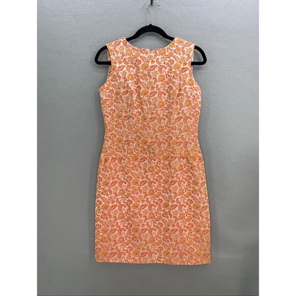 STUNNING Vintage 60s 70s Gale Mitchell Orange Floral Sheath Dress Size 10 - Picture 1 of 12